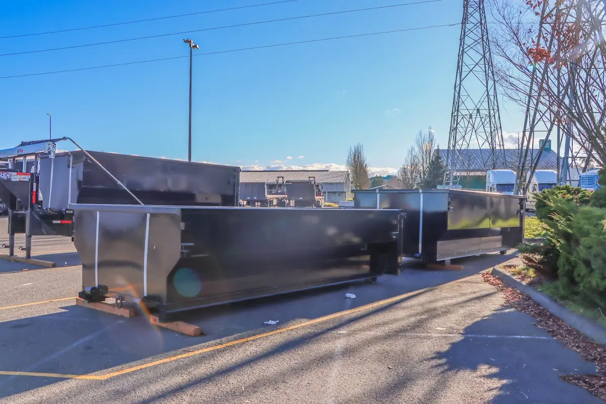 Roll-off dumpster ready for waste disposal at job site for Construction Dumpster Rental in Linton Hall